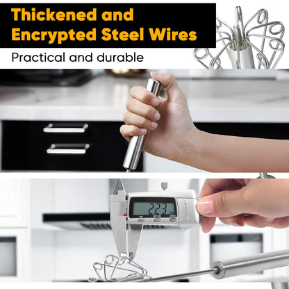 Newness Stainless Steel Whisk Blender for Home - Versatile Tool for Egg Beater, Milk Frother, Hand Push Mixer Stirrer - Kitchen Utensil for Blending, Whisking, Beating & Stirring
