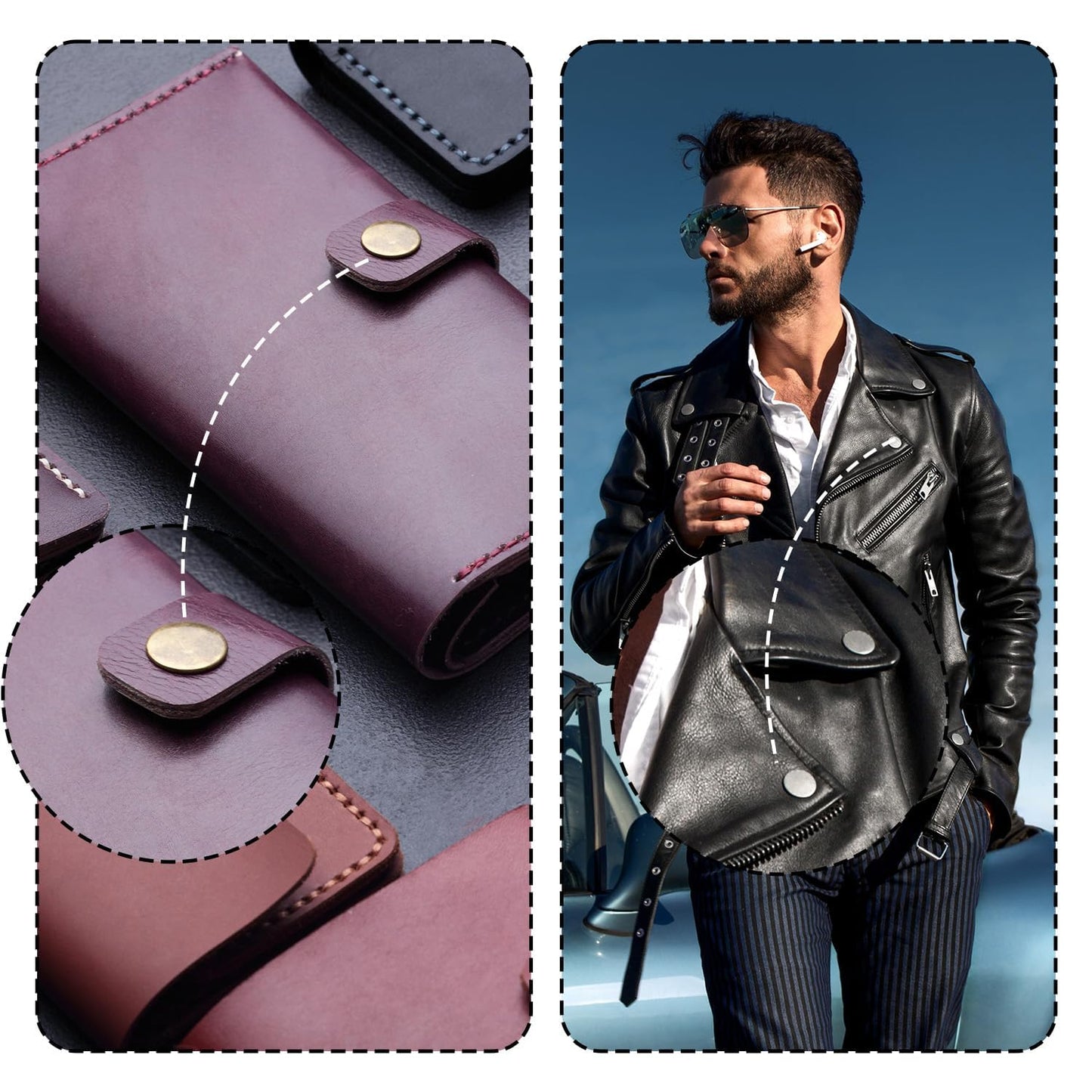 Mandala Crafts Metal Snap Button Kit - Snap Fastener Tool - Size 14 Metal Snaps Buttons for Clothing & Leather Crafting