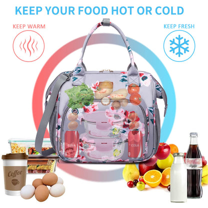 Lunch bags Insulated Lunch Box for Women Men,2 Carrying Way Large Tote Bag,Leakproof Reusable Cooler Backpack with Adjustable Shoulder Strap for Office Picnic Beach