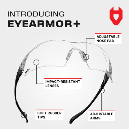 NoCry Clear Shooting Glasses for Men with Anti-Fog and Scratch Resistant Wraparound Lenses — ANSI Z87 Protective Eyewear with Adjustable Temples & Nose Pad — 100% UV Eye Protection