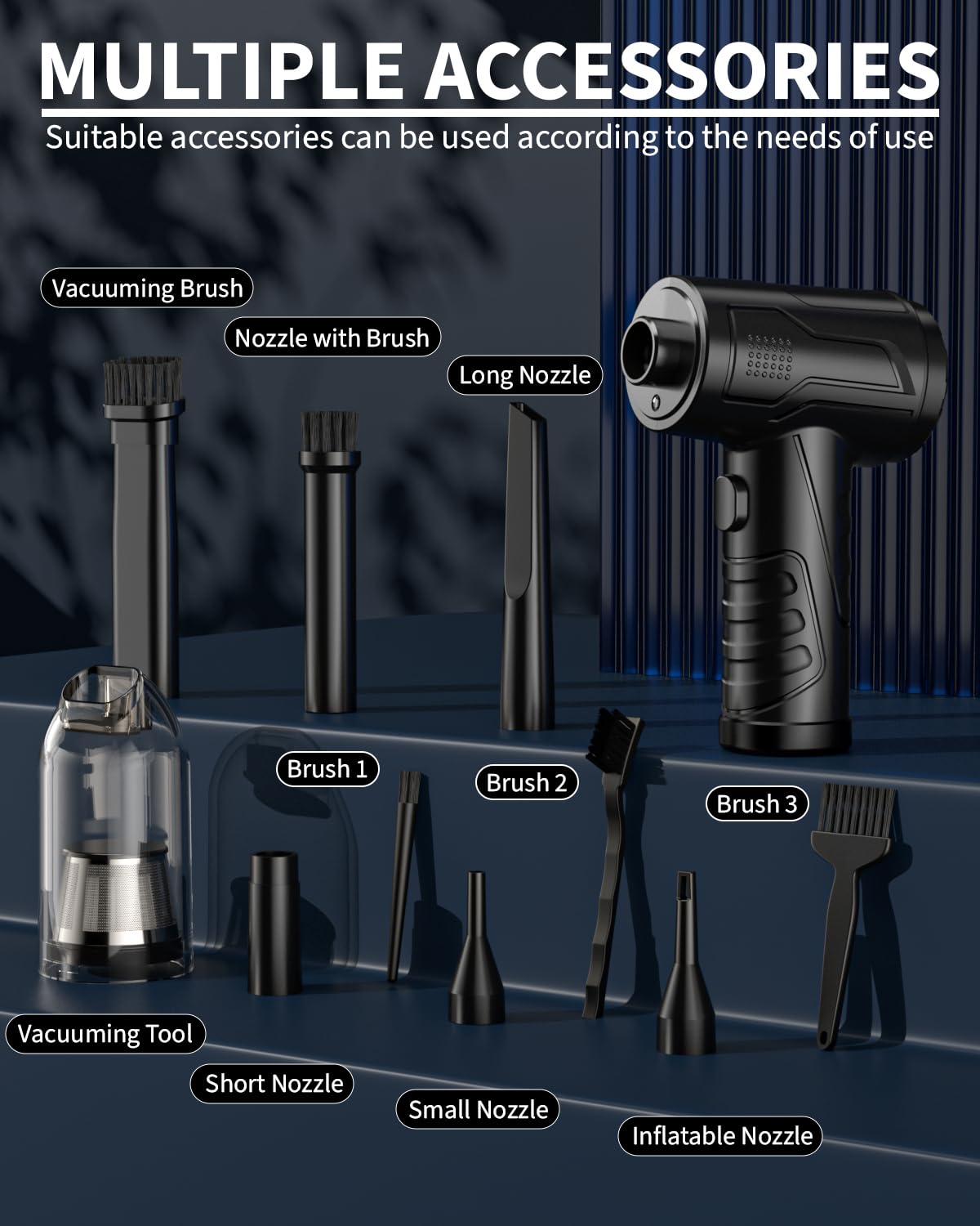 Powerful Compressed Air Duster for Deep Cleaning-Replace Compressed Air Can-No Canned Air Duster-Keyboard Cleaner-PC Cleaning-Rechargeable-3-Speeds-95000RPM Cordless Air Blower-Car Duster 8000mAh