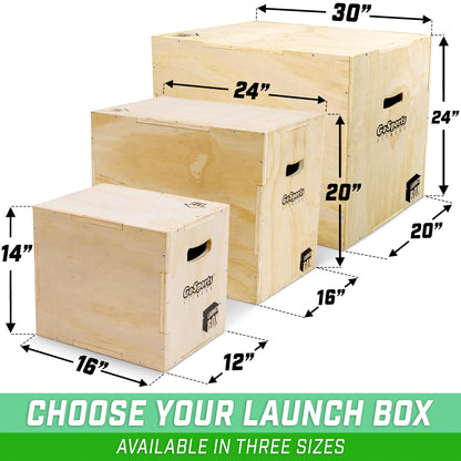 GoSports Fitness Launch Box 3-in-1 Adjustable Height Wood Plyo Jump Box for Exercises of All Skill Levels - Standard
