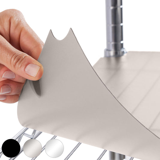 GORILLA GRIP ShelfGuard Wire Shelf Liner Compatible with Amazon Basics Shelving Unit, Set of 5 Waterproof Liners for Organizing Metal Rack Shelves, Kitchen Cabinets, Cupboard, Pantry, 18x24 Charcoal