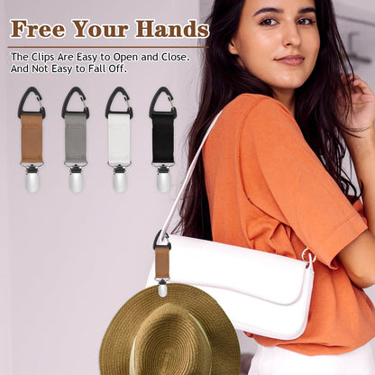 Mabor 4Pcs Travel Hat Clip Elastic Hat Holder for Purse Hands-Free Bag Accessory for Traveling Bags Backpacks Purses Luggage Outdoor Travel Accessory