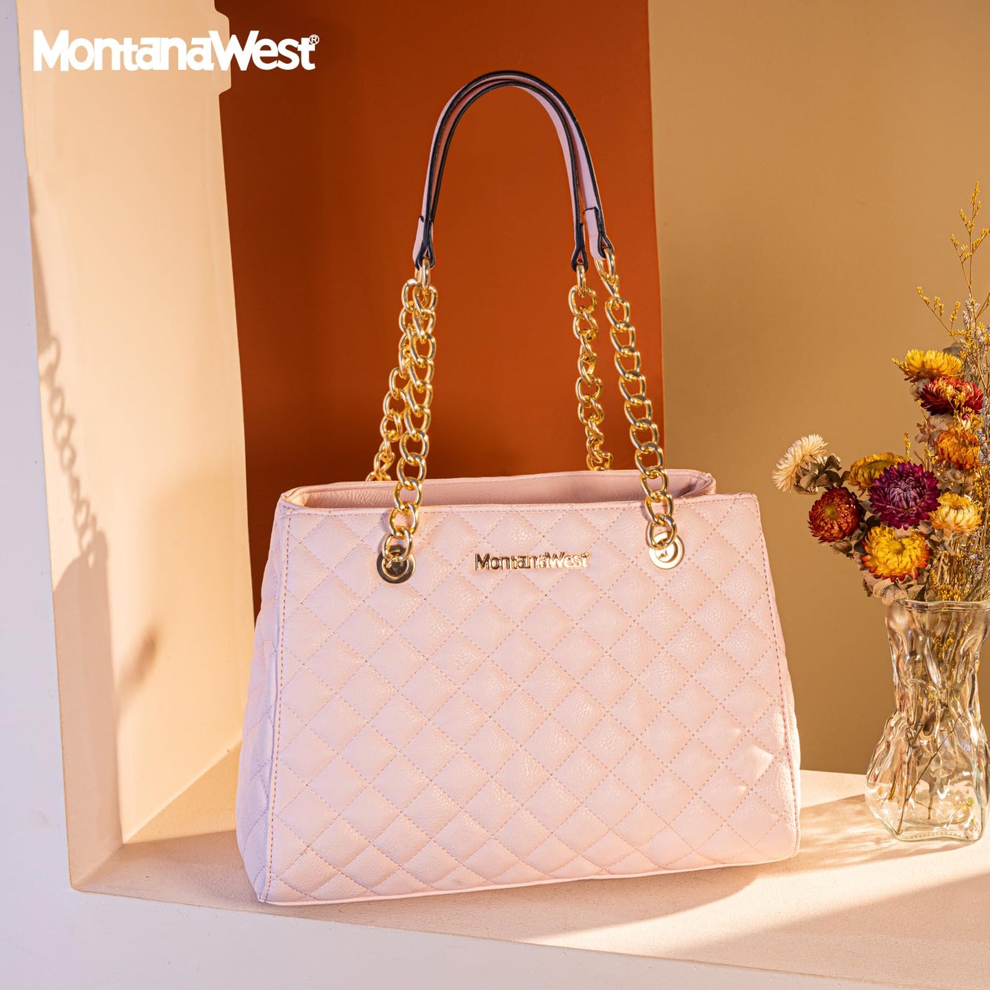 Montana West Tote Bag for Women Top Handle Shoulder Handbag Medium Satchel Purse with Chain Strap Hobo Christmas Gift MWC-040PK