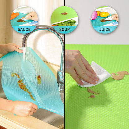 Aiosscd 15PCS Shelf Mats Refrigerator Liners Washable Refrigerator Pads Fridge Mats Drawer Placemats Home Kitchen Gadgets Accessories Organization for Top Freezer(5green+5pink+5blue)
