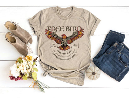 Graphic Tees for Women Vintage Band Graphic T Shirts Summer Short Sleeve Rock Band T Shirts Casual Country Concert Tops (L, Bird-Cream Grey)