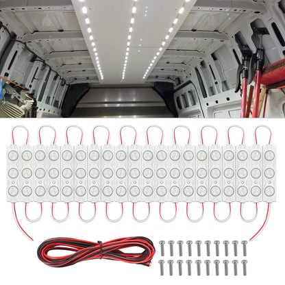 Nilight 60Leds Van Interior Light Kits 12V White Led Ceiling Lighting Kit for Truck Van RV Boats Caravans Trailers Lorries Transit 20 Modules (TL-39)