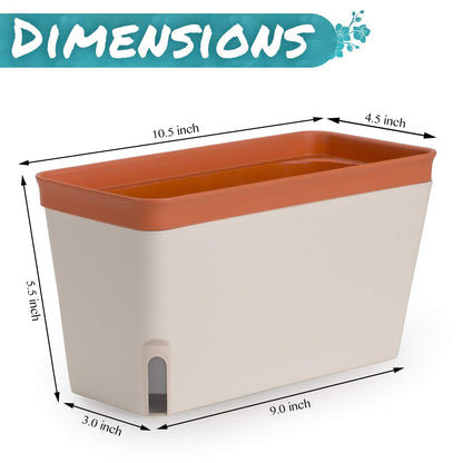 Amazing Creation Window Herb Planter Box, Vibrant Window Herb Garden, Self-Watering Rectangular Planter for Kitchen, Plants, and Succulents - Set of 3