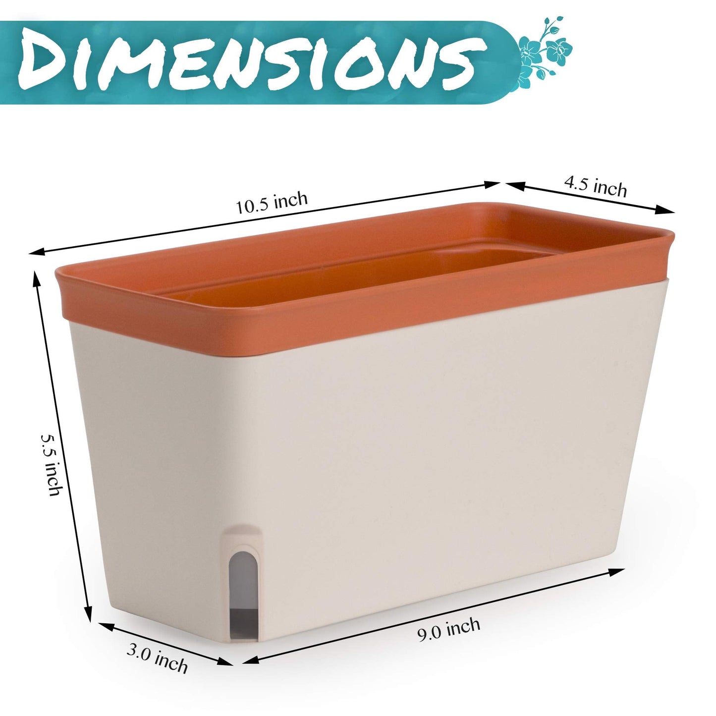 Amazing Creation Window Herb Planter Box, Vibrant Window Herb Garden, Self-Watering Rectangular Planter for Kitchen, Plants, and Succulents - Set of 3