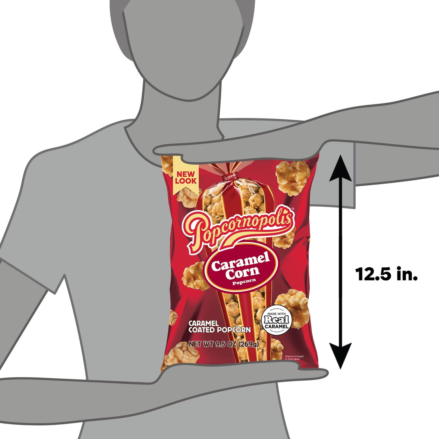 Popcornopolis 9.5 oz Bag, Caramel Flavored Indulgent Popcorn