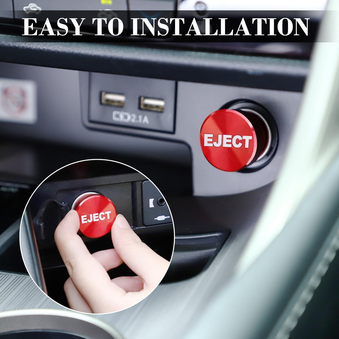 UYYE Cigarette Lighter Plug Billet Aluminum Dustproof Plug, American Flag Button, Car Interior Accessories Fits Most Vehicles and Boats with Standard 12 Volt Power Source, (Red+Black)-E+Blue