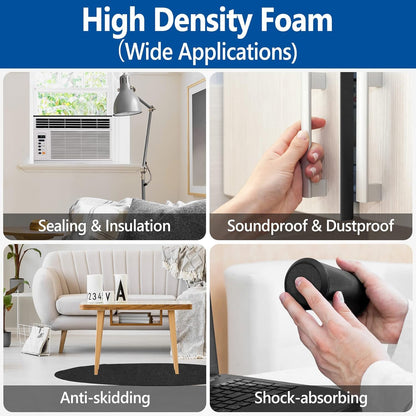 Kikerike Self Adhesive Foam Tape Weatherstrip 1/2In x 1/4In x 42Ft High Density Foam Insulation Strips Seal Weather Stripping with Strong Adhesive for Door and Window Sound Isolation Soundproofing