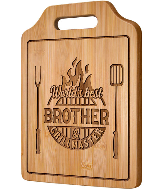 AceThrills Gifts for Brother Birthday Gifts Adult, Brother Gift from Sister for Fathers Day Gift - Engraved Cutting Board 12.3"L × 8.7"W × 0.4"Th