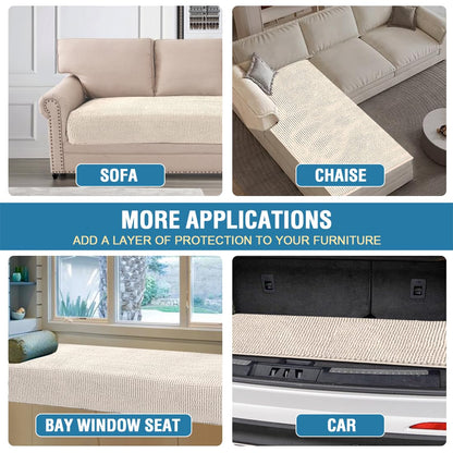 H.VERSAILTEX Plush Chenille Dog Bed Cover Thick Soft Sofa Cover for 3 Cushion Couch Anti Slip Couch Cover Furniture Protector for Dog, Pet, Cat (35" x 74", Ivory)