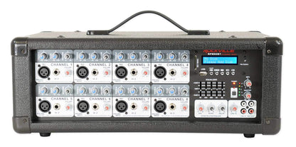 Rockville RPM80BT 2400W Powered 8 Channel Mixer/Amplifier, Bluetooth, EQ, Reverb/Delay, USB, Phantom Power, for Live Sound and Studio Use