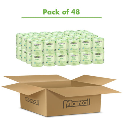 Marcal Pro Toilet Paper 100% Recycled - 2 Ply, White Bath Tissue, 242 Sheets Per Roll - 48 Individually Wrapped Rolls Per Case Green Seal Certified Toilet Paper 03001