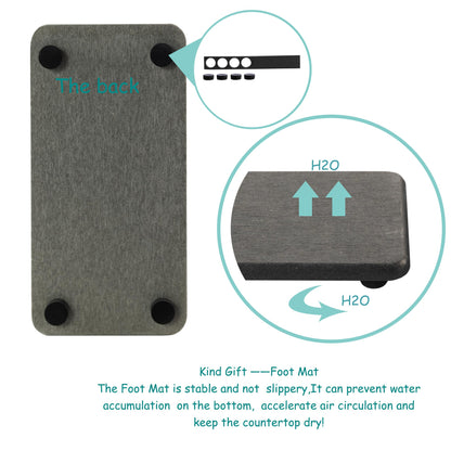 NiuYichee 2 Pcs Water Absorbing Stone Trays, Kitchen/Bathroom Sink Soap Dish, Diatomite Tray Used for Hand Soap & Cosmetic Bottles in The Modern Home, 3.15" W x 6.3" L, Dark Gray