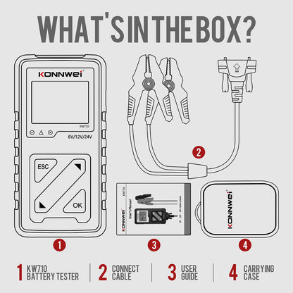 KONNWEI KW710 Car Battery Tester 6V 12V 24V, Battery Load Tester Automotive 100-2000CCA Digital Auto Battery Analyzer Alternator Starter Tester for Car Truck Motorcycle Marine ATV SUV