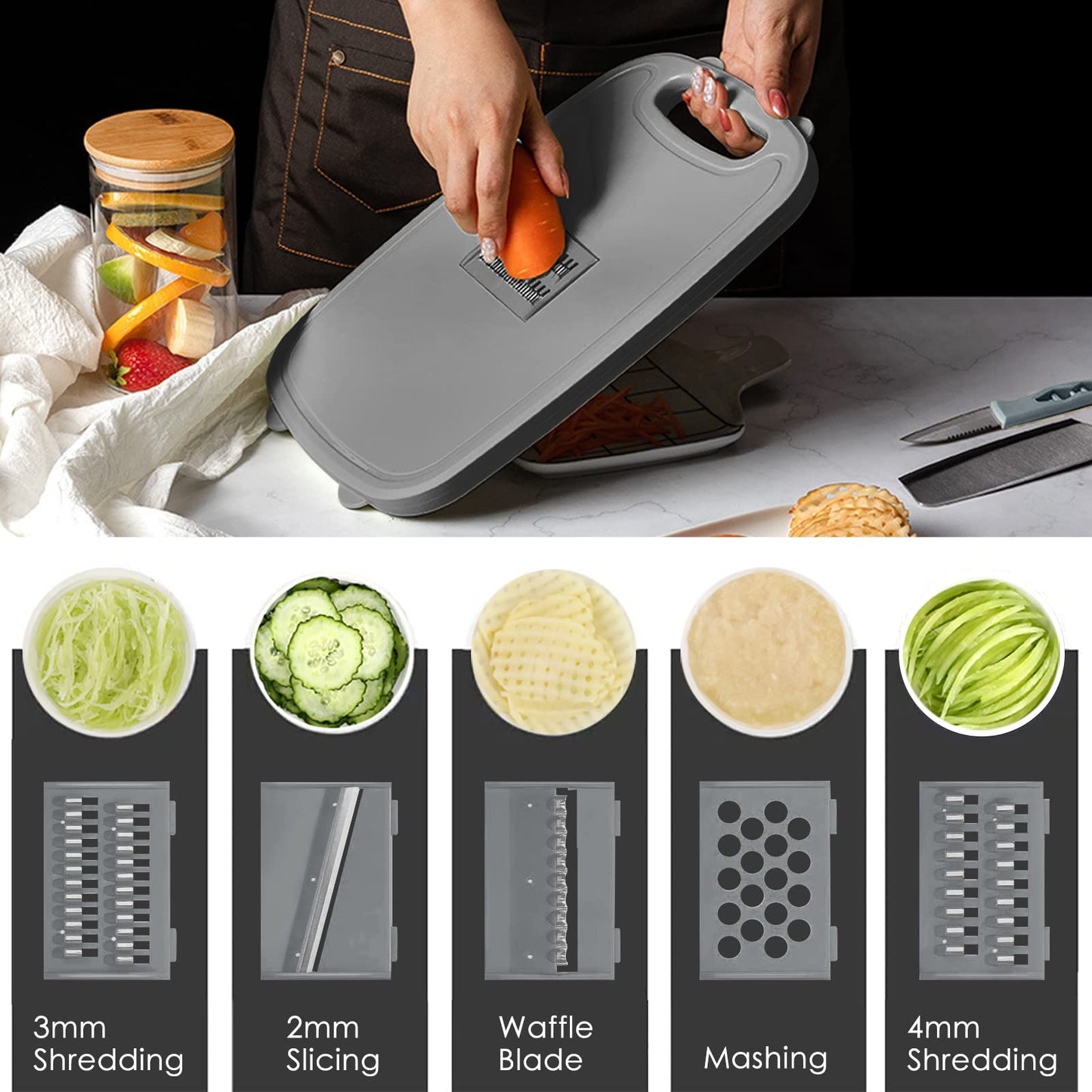 HI NINGER camping cutting board, Collapsible Chopping Board with Colander, 9-In-1 Multi Chopping Board Kitchen Vegetable Washing Basket for Camping,Camping Gifts Camping Accessories for RV Campers
