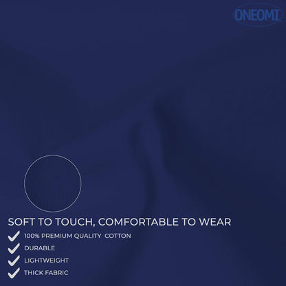 ONEOMI Kids Apron, Medium, 100% Cotton with an Adjustable Strap to fit All Ages, Ideal for Cooking, Baking, Painting, Decorating, Party, Chef, Art and Classroom Children Apron (1, Navy Blue)