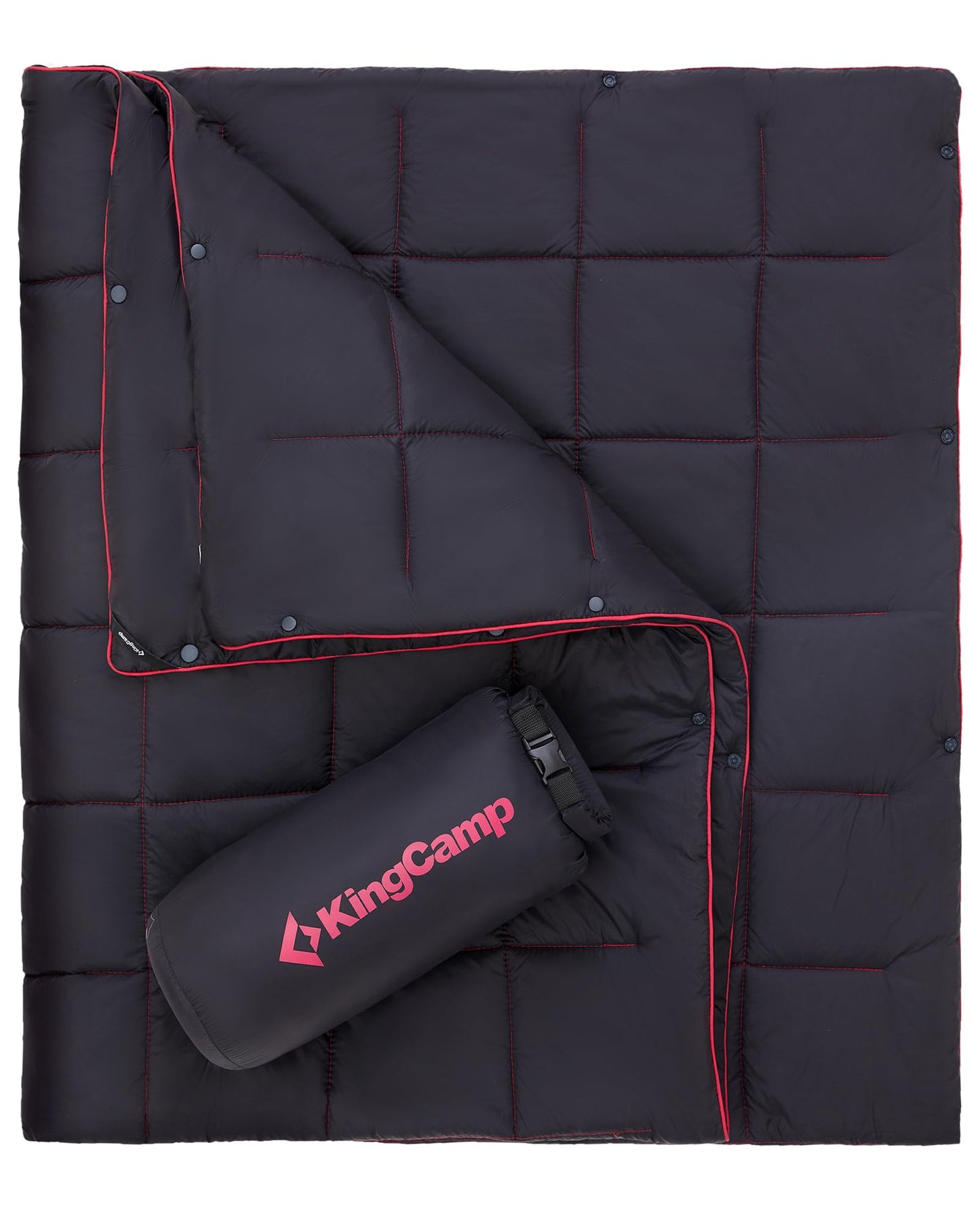 KingCamp Ultralight Camping Blanket, Packable Down Alternative Puffy Wearable Blankets Weatherproof Warm Package Quilt with Snap Buttons for Outdoor Hiking Travel Picnic Stadium (69"L x 53"W, Black)