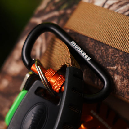 munkees Small Carabiner Clip Keychain 2 Pack, Mini Caribeener 2 inch to 3" for Keys Aluminum Alloy Biner Lightweights for Bottle Buckle, Backpack Hook (Small, Green with Lock)