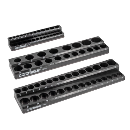 OEMTOOLS 22487 3 Piece Metric Magnetic Socket Organizers for Toolboxes, Socket Holder, Black Tool Box Organizer