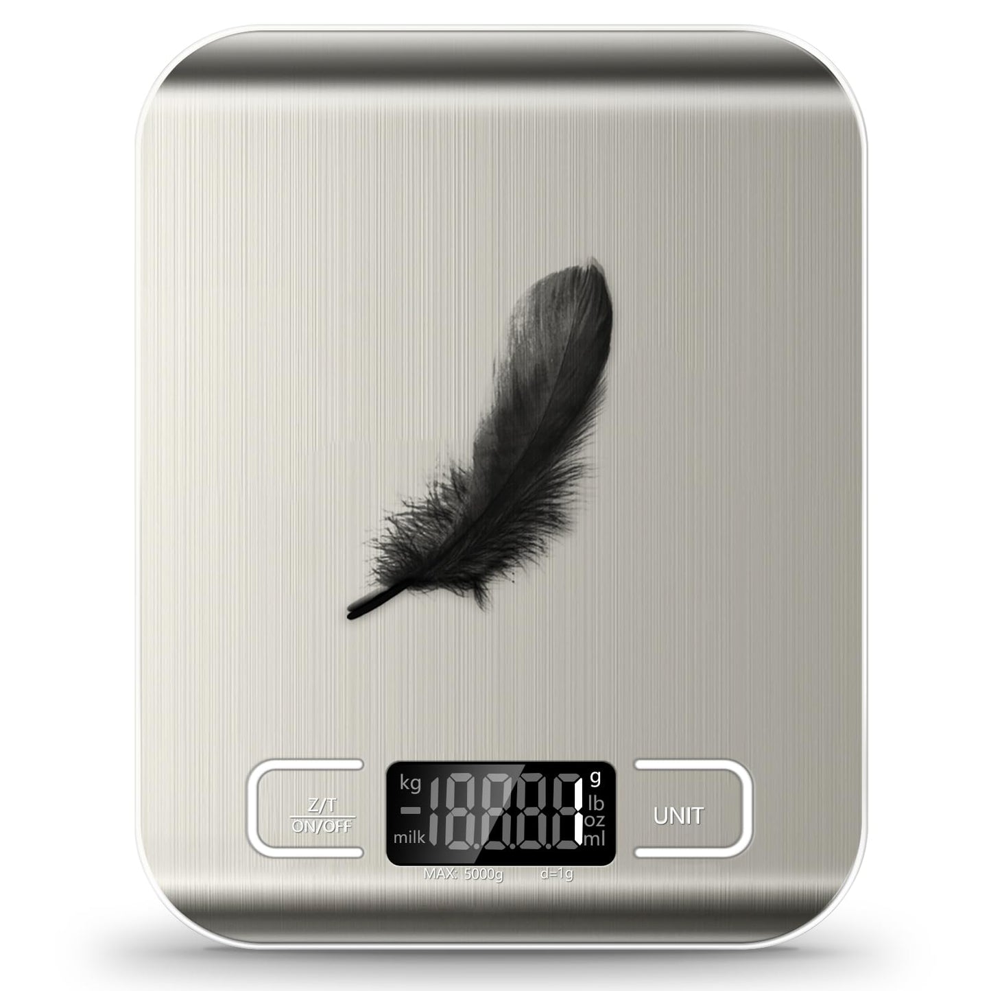 Food Scale, 11lb Kitchen Scale with 6 Units Tare Function & LCD Display, 0.05oz/1g Stainless Steel Digital Food Scale Grams and Ounces for Baking, Cooking, Dieting and Meal Prep (Batteries Included)