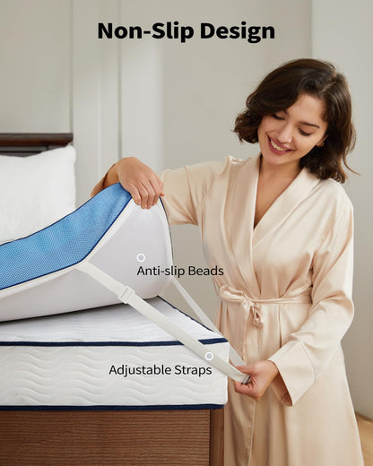 PERLECARE 3 Inch Firm Mattress Topper Twin Size, Cooling Gel-Infused & Bamboo Charcoal Memory Foam Bed Topper for Pain Relief, High-Density Mattress Pad with Removable Cover, CertiPUR-US Certified