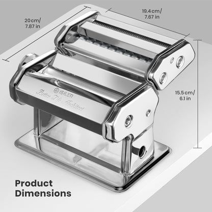 ISILER Pasta Maker, 9 Adjustable Thickness Settings 2-in-1 Pasta Machine with Rollers and Cutter, Noodle Maker for Pasta, Dumpling Skin, Spaghetti, Fettuccini, Lasagna
