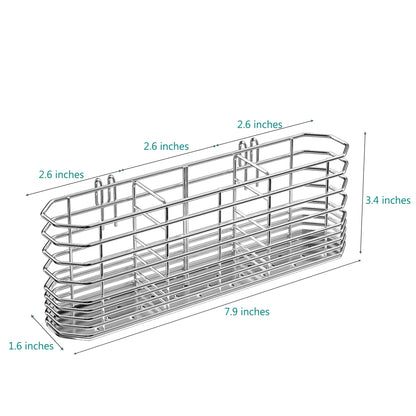 NiuYichee 304 Stainless Steel Utensil Holder, Dish Drying Rack, kitchen Utensil Organizer, Knife and Fork Drainage Rack, Kitchen Drainage Basket Accessories, With Hooks, Rust Proof, Color-Silver