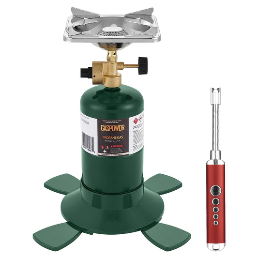 Propane Cylinder Top Stove with Adjustable Burner, Portable Camping/Backpacking Cooker 10000BTU,Camping Stove Propane,Single Burner Propane Stove,Camp Gas Stove with a USB Ligther (Fuel not included)