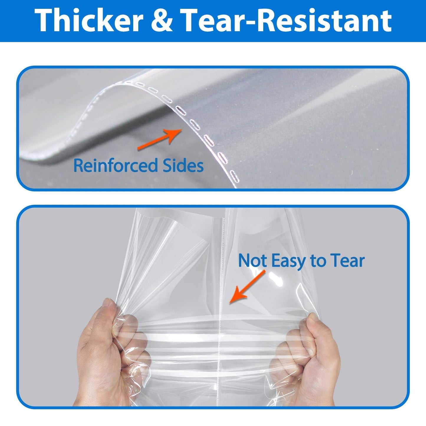 PigPotParty 10" x 13" Clear Plastic T-Shirt Bags with Clothing Size Stickers, 100 Pcs Cellophane Shirt Sleeves Packaging Bags for Small Business, Thick, Self-adhesive & Resealable