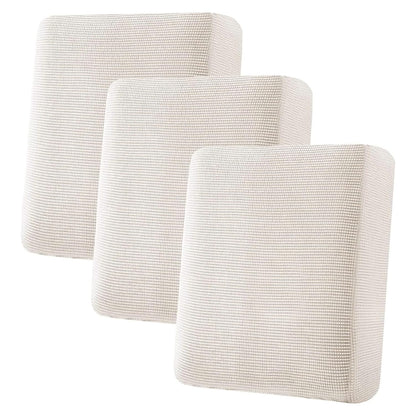 H.VERSAILTEX Super Stretch Individual Seat Cushion Cover Sofa Covers Couch Cushion Covers Slipcover Sets Thick Jacquard Textured Twill Fabric (3 Piece Sofa Cushion Covers, Ivory)