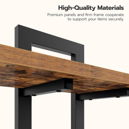 HOOBRO Floating Shelves, 15 Inch Wall Shelf Set of 2, Wall Mounted Storage Shelves 2-Tier, Hanging Bathroom Shelves, for Living Room, Bedroom, Bathroom, Kitchen, Rustic Brown and Black BF32BJ01