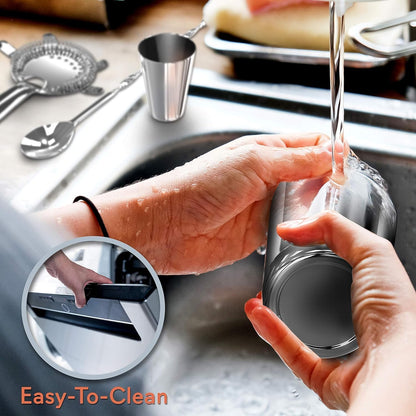 NutriChef Mixology Bartender Cocktail Shaker Set - Includes 15 & 30 oz Stainless Steel Shakers, 6 Bottle Pourers & More - Essential Martini Making Kit - Drink Mixing Set - 15 Piece Cocktail Bar Set