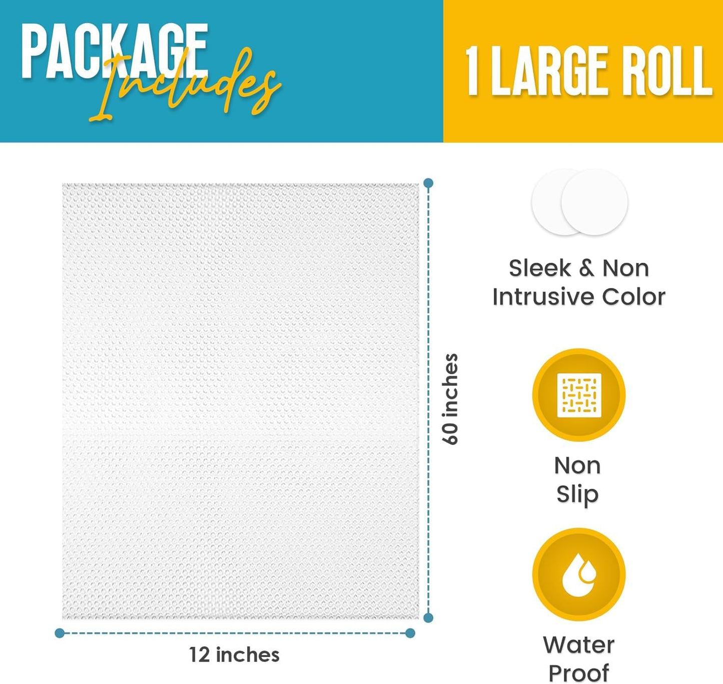 Linda's Essentials Shelf Liner Drawer Liner for Kitchen Cabinets Non-Adhesive (12 x 60 Inches) - Non-Slip Easy Clean Kitchen Cabinet and Cupboard Protector, Waterproof Mat, Clear Roll