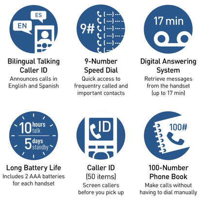 Panasonic Cordless Phone with Advanced Call Block, One-Ring Scam Alert, and 2-Way Recording with Answering Machine, 4 Handsets - KX-TGF944B (Black)