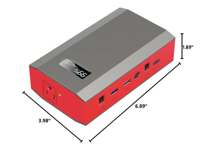 Portable Power Bank with AC Outlet, 65W 110V External Battery Pack 24000mAh Portable Laptop Charger Power Source Supply for Outdoor RV Tent Camping Home Smart Device with Emergency Light -Grey Red