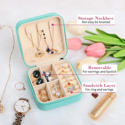 17Dec Small Travel Jewelry Case Organizer,Mini Travel Essentials for Women,Bridesmaid Gifts Birthday Gifts for Women,Small Jewelry Box for Girls 8-12