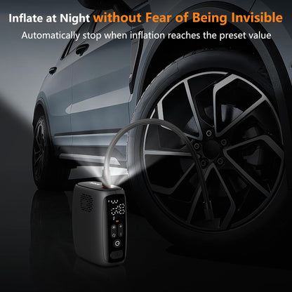 PESEIL Tire Inflator Portable Air Compressor, 28 Cylinders 12V Air Compressor, 140W Auto Shut-Off with LED Light 150psi Pump, Portable Air Compressor for Car Tires, Bicycle, Moto, Ball etc.