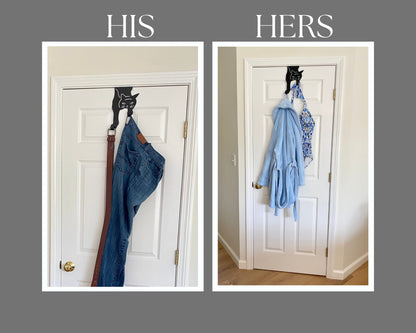 Evelots Cat Over The Door Hooks for Hanging - Black - Over The Door Organizer - Strong Metal Hooks