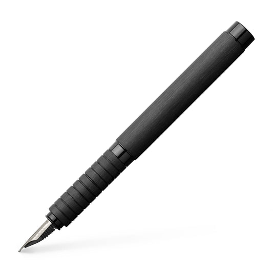 Faber-Castell Essentio Aluminum Black Fountain Pen - Fine Nib with Black Ink - Fine Writing Instruments