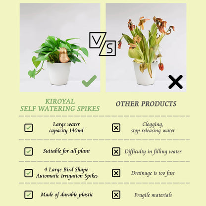 4 Pack Self Watering Spikes, Indoor Plant Watering Globes, Bird Shape Automatic Irrigation Spikes,Plant Watering Devices (Red&Blue)