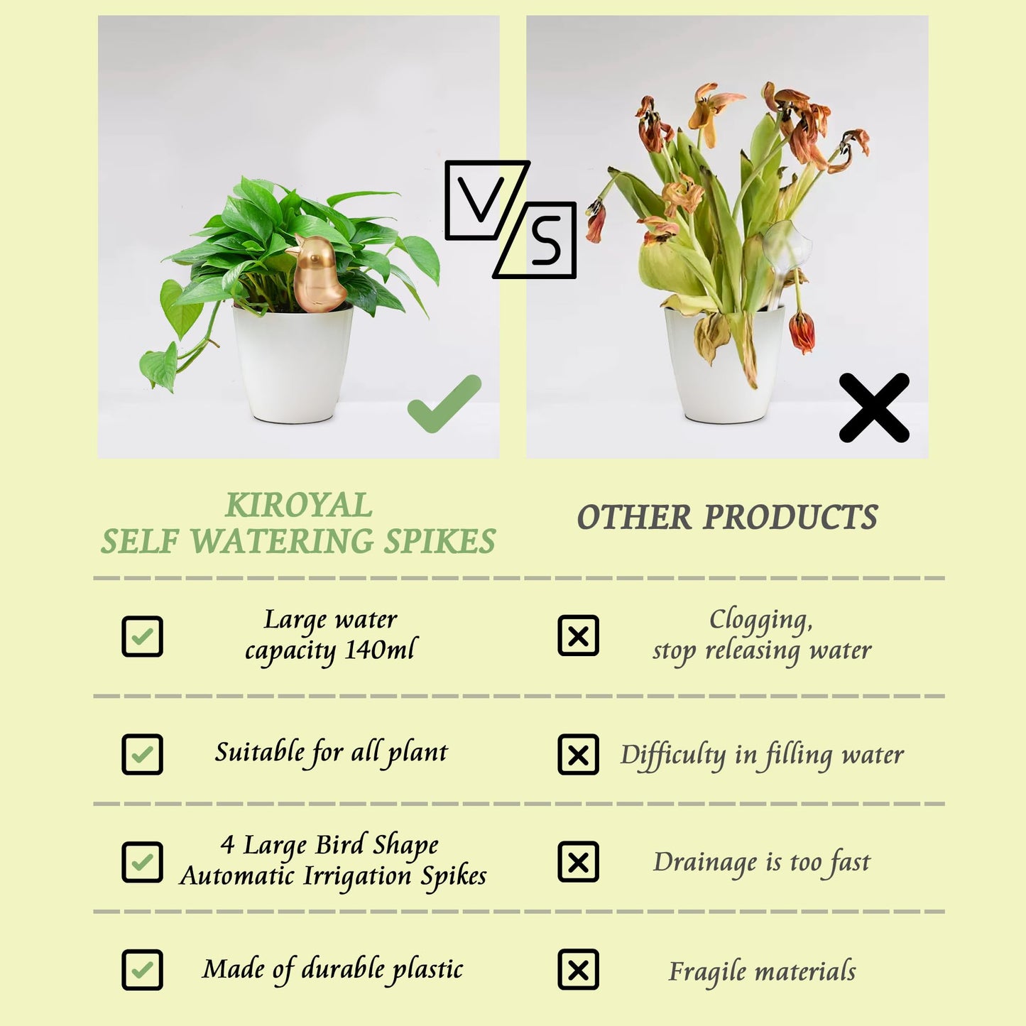 4 Pack Self Watering Spikes, Indoor Plant Watering Globes, Bird Shape Automatic Irrigation Spikes,Plant Watering Devices (Red&Blue)