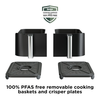 Ninja Foodi 10QT 6-in-1 DualZone Smart XL Air Fryer, 2 Independent 5QT Baskets, Smart Cook Thermometer, Match Cook, Smart Finish, Air Fry, Roast, Bake, Dehydrate, Reheat, Grey, DZ550