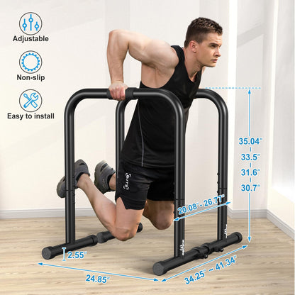 RELIFE REBUILD YOUR LIFE Dip bars &Dip Station Functional Heavy Duty Dip Stands Fitness Workout Dip bar Station Stabilizer Parallette Push Up Stand (Black)