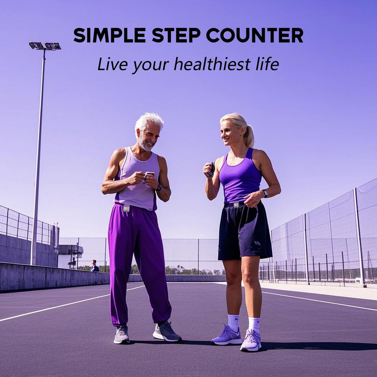 PINGKO Outdoor Multi-Function Portable Sport Pedometer Step/Distance/Calories/Counter - Purple