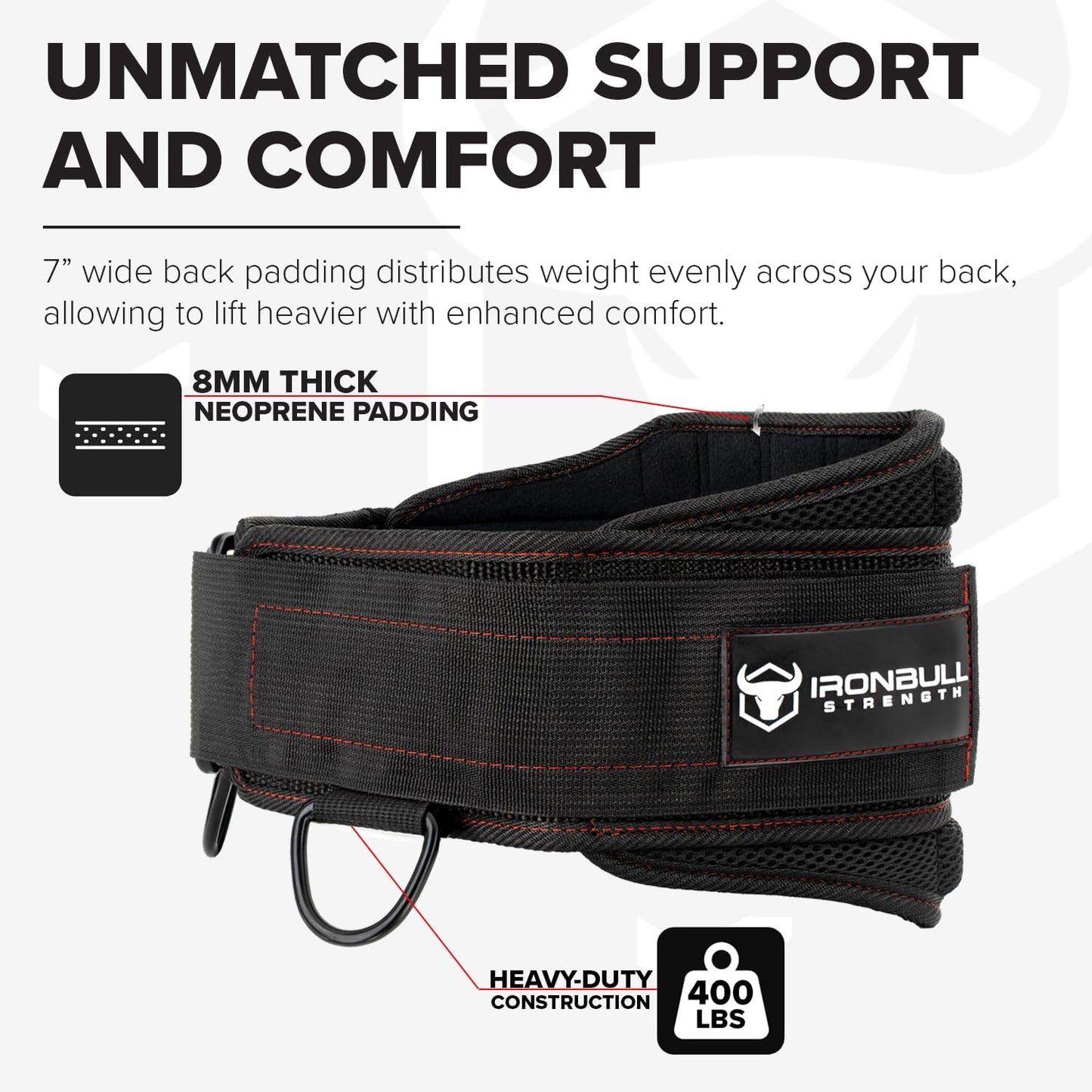 Advanced Dip Belt V2 – Heavy-Duty Weighted Belt with Reinforced Back, Chain & Nylon Strap – 3-Point Anchor D-Rings for Dips, Pull-Ups, Squats & More (XX-Large)